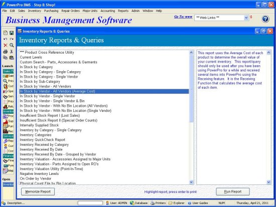 Inventory Reports & Queries